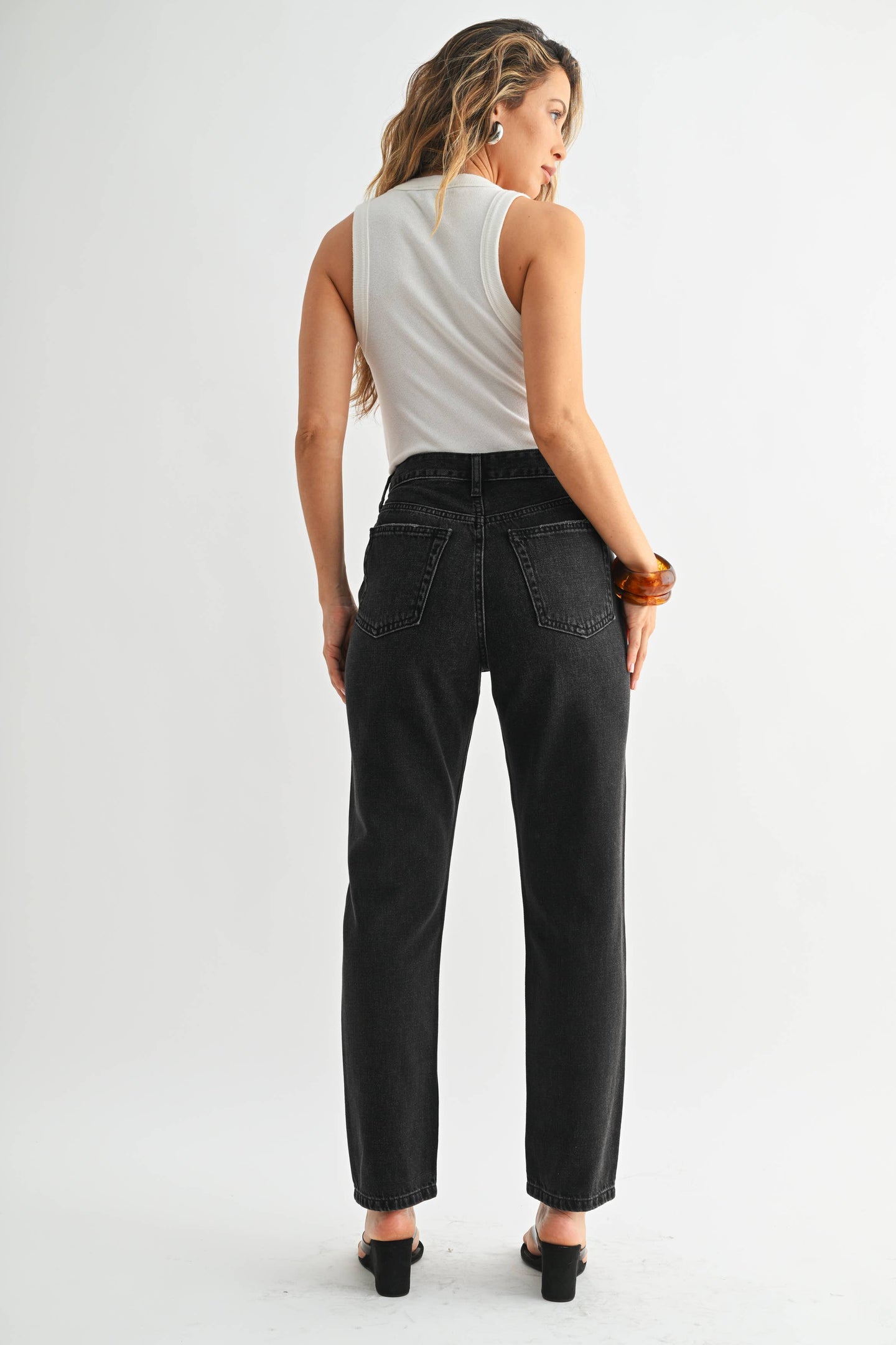 Darcy Non Stretch Mom Jean-Black